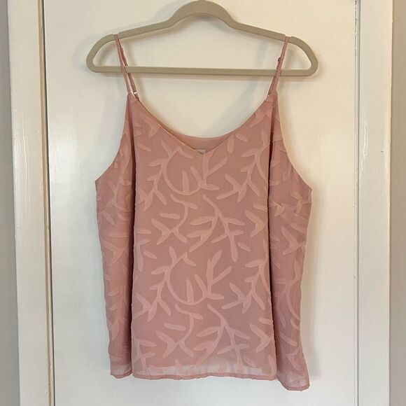 A New Day Spaghetti Strap Tank Top Floral Textured Blush Pink XXL - Picture 5 of 8